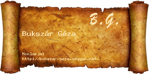 Bukszár Géza névjegykártya